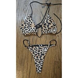 Pretty Little Things 2-Piece Cheeky Cheetah Bikini Women's Size 4 / 10